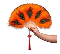 Soft Close Gas Spring, Performance Feather Folding Fan Dance Handheld(Oranje)