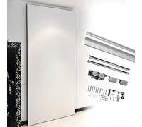 Soft Close Ghost Sliding Barn Door Track Kit 24-48" - Trackless Design with Floor Guide, Perfect for Mirrored Doors, Easy Installation, Durable Hardware (58.3in)