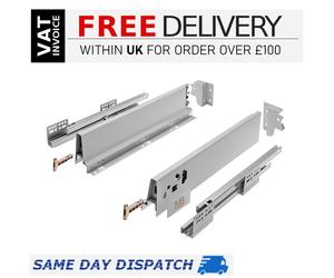 Soft Close Kitchen Drawer Box Sides / Drawer Runners (all sizes) Grey or White