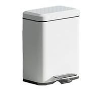 Soft-Close Kitchen Trash Can 20L Stainless Steel Step Bin Fingerprint-Resistant Pedal Removable Inner Bucket Office & Home Waste Container (White)
