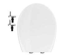 Soft Close Oval Toilet Seat with Quick Release for Easy Cleaning, Standard O Shape White Loo Seat, Simple Top Fixing with Adjustable Hinges for Universal Fit, Durable Plastic