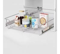 Soft Close Pull Out Wire Baskets 2 Pack - 400mm Wide Kitchen Cabinet Storage Drawers Silver for Easy Access & Maximum Space Efficiency