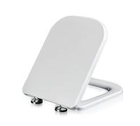 Soft Close Rectangular Toilet Seat - Plastic Loo Seat with Quick Release for Easy Cleaning - Standard Size with Adjustable Hinges - White