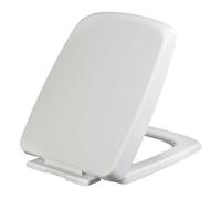 Soft Close Rectangular Toilet Seat - Standard Size, Plastic with Quick Release for Easy Cleaning, White, Adjustable Hinges