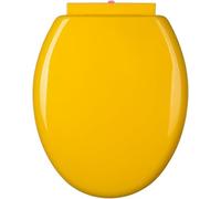 Soft Close Round Toilet Seat Cover - Quick Release O-Shaped Pp Loo Seat with Lid for Easy Cleaning, Simple Top Fixing, Quiet and Durable Bathroom Essential Yellow