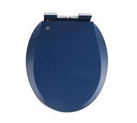 Soft Close Round Toilet Seat in Navy Blue NonSlip Seat Bumpers Quick Release Hinges Easy to Clean and Install Top Fixing Feature Included