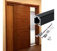 Soft Close Sliding Door Hardware KitQuiet Glide Rail for Wood Bypass Barn Doors Single Track Side Mount Closet System (Black 270cm/106.3in)