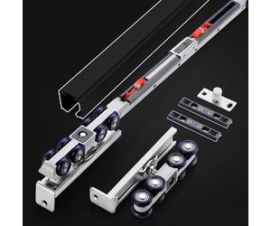 Soft Close Sliding Door Track Guide Rail for Interior Closet Doors Includes Wheels & Fixing Screws - Smooth Otion Easy Installation Perfect for Home Decor