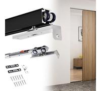 Soft Close Sliding Door Track Kit 120" Aluminum Pocket Door System with Nylon Wheels & Screws Complete Frame Set for Smooth Operation Black Finish