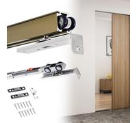Soft Close Sliding Door Track Kit 68in Aluminum Pocket Door System with Nylon Wheels & ScrewsChampagne Finish Easy Installation Durable Sliding Pocket Door Frame Set
