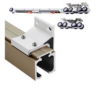 Soft Close Sliding Door Track Kit with Wall acketHeavy Duty Pocket Door Hardware Set 1.7m/5.6ft Champagne Finish Enhanced Stability for Smooth Otion
