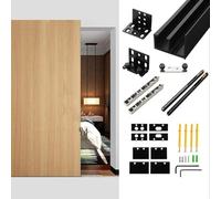 Soft Close Sliding Door Track System 1.5m/4.9ft Cuttable Aluminum Alloy Rail for Bedroom Bathroom Laundry - Invisible By-Passing Design for Smooth Operation