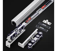 Soft Close Sliding Door Track System with Wheels & Fixing Screws - Ideal for Interior Closet Doors, Smooth Operation, Easy Installation, Space-Saving Design for Home Organization