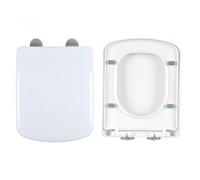 Soft Close Square Toilet Seat - White Quick Release for Easy Cleaning Top Fixing Adjustable Hinges Rectangular Lid Cover Comfortable Bathroom Essential