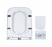 Soft Close Square Toilet Seat with Quick Release and Non Slip 360° Adjustable Hinges White Plastic Toilet Lid (350 * 450mm) (360 * 460mm)