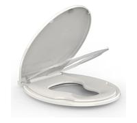 Soft Close Toilet seat 17" Toilet Seat Round with Toddler Built in 2in1 Soft Close for Easy Install(White)