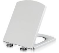 Soft Close Toilet Seat, Adjustable Hinges, Quick Release for Easy Cleaning, Durable Square Lid Design