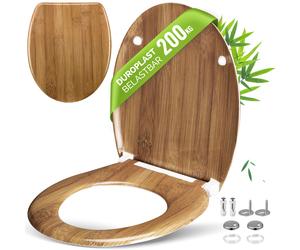 Soft Close Toilet Seat Bamboo Design with Quick Release