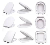 Soft Close Toilet Seat D Shape with Quick Release Hinges, Anti-Bacterial WC Loo Seat with Sturdy Polypropylene, Luxury Toilet Seat Easy to Clean White