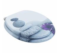 Soft-Close Toilet Seat Grey 44 x 38 cm MDF Board with Soft-Close Mechanism Non-Slip Stable Attachment for Bathroom Universal Mounting Quiet Close Comfortable