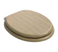 Soft-Close Toilet Seat in Light Bamboo Colour MDF 44 x 38 cm with Non-Slip Attachment and Soft Close Mechanism for Quiet Closing in the Bathroom Sturdy Universal Mounting