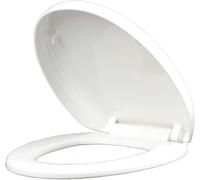 Soft Close Toilet Seat, Plastic Toilet Seat with Quick Release for Easy Clean, Simple Top Fixing, Standard Toilet Seats White with Adjustable Hinges