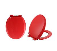 Soft Close Toilet Seat, PP Round Toilet Seats, Quiet and Slow Close Lid and Seat, Top Mount, Easy to Install and Clean, Never Loosen (Red 36x41cm)