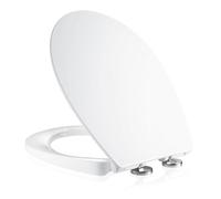 Soft-Close Toilet Seat - Premium Urea Formaldehyde, Porcelain-Like Finish, Quick Release, Adjustable Top Fixing Hinges, Easy Clean, Standard Oval, Sleek White (Pack of 5)