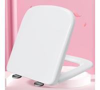 Soft Close Toilet Seat Quick Release Non Slip Rectangular Toilet Seat Anti Bacterial WC Loo Seat with Lid-Top Fixing, Dual Fixing Stainless Hinges,white-36 * 44cm