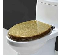Soft Close Toilet Seat, Resin Glitter Toilet Seat Multicolor 42x36 cm Quick Release Silent Strong Bearing for U/V/O Type Toilets(Style-6)