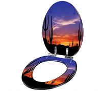 Soft Close Toilet Seat, Resin Toilet Seat Soft Close Comfort Arc 43x36cm 10-20cm Hole Distance Multicolor for U/V/O-Shaped Toilets(Style-9)