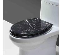 Soft Close Toilet Seat, Resin Toilet Seat with Soft Close for U/V/O Type Toilet Multicolor 36x42cm(Black)