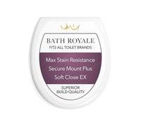 Soft Close Toilet Seat Round with Lid BR500-00 White, Comfortable, Durable, Sturdy, Stain-Resistant and Easy to Clean, Fits All Toilet Brands, Executive Series by Bath Royale