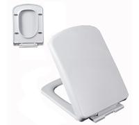 Soft Close Toilet Seat - Square Shape White Toilet Seats with Quick Release for Easy Cleaning, Adjustable Hinges, Quiet Slow Close, PP, 04D, 36x45cm