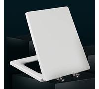 Soft Close Toilet Seat, Square Toilet Seats White Soft Close Top Fixing Family Soft Toilet Seat Quick-Release Standard Toilet Lid, with Non-Slip Seat Bumpers,white-40~45cm*34.5cm