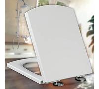 Soft Close Toilet Seat, Square White Toilet Seat, Soft Close Toilet Seats Quick Release Simple Top Fixing Sturdy Anti-Bacterial Toilet Lid, Adjustable Slow Close Hinges (Wit 39.5~4