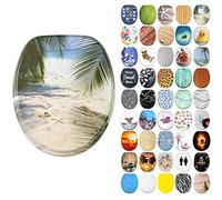 Soft Close Toilet Seat | Stable Hinges | Easy to Mount | Many Different Designs (Beach)