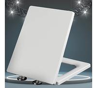 Soft Close Toilet Seat, Universal Toilet Seat Soft Close, Toilet Seats for Standard Toilets, Anti Bacterial Toilet Lid Square Shape, with Non-Slip Seat Bumpers,white-40~45cm*34.5cm
