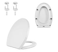 Soft Close Toilet Seat White | Oval Shaped | Quick Release Toilet Seat for Easy Clean | Top Fixing with Adjustable Hinges | Universal WC Heavy Duty Top Lid Closure