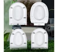 Soft Close Toilet Seat White with Quick Release,Simple Top Fixing,Standard Loo Toilet Seats Oval,D-Shaped/V-Shaped,Universal Toilet Lid (Large U-Shaped)
