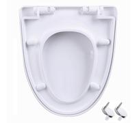 Soft Close Toilet Seat with 360° Adjustable Stainless Hinge and Quick-Release, Easy to Install and Clean, Never Loosen, White Toilet Lid, Thickened PP V Shape Toilet Seat Cover, 37x47cm