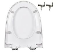 Soft Close Toilet Seat with Cover Quiet Close, One-Click to Quick Release, Easy Installation Non-Slip Seat Bumpers, Slow Close Toilet Seat, Easy Cleaning-White, PP, D/U Shape, 47x37cm