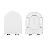 Soft Close Toilet Seat with Quick Release, Easy Install & Clean, Adjustable Hinge, White D/U Shaped Lid, PP, 33.5x42cm (36x46cm)