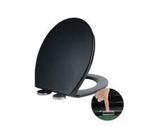 Soft Close Toilet Seat with Quick Release for Easy Clean, Standard O Shape, Simple Top Fixing, Universal Fit, Black