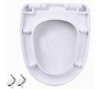 Soft Close Toilet Seat with Quick-Release for Easy to Install and Clean, D/U Shape White Thickened PP Toilet Lid with 360° Adjustable Stainless Hinge, 34.5x42cm Toilet Seat Cover