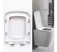 Soft-Close Toilet Seat with Quick-Release Hinges, Top-Fix, Stay-Tight, Square-Shape, Easy-Clean PP