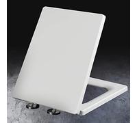 Soft Close Toilet Seat with Quick Release, Loo Seat Anti-l Anti l Toilet Lid Square Shape Loo Seat, Easy to Assemble for Bathroom,white-40~45cm*34.5cm