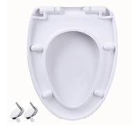 Soft Close White Thickened PP Toilet Seat Cover with 360° Adjustable Stainless Hinge - Easy Installation and Cleaning, Size 36.5x46cm
