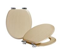 Harbour Housewares Soft Close Wooden Toilet Seat - Light Oak - Pack of 2
