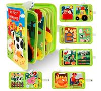 Soft Cloth Book Nontoxic Fabric Baby Books 3D Animal Crinkle Sensory Books Early Development interactive toys for Toddler Infants Kids 0,3,6,9,12 Months Birthday Christmas